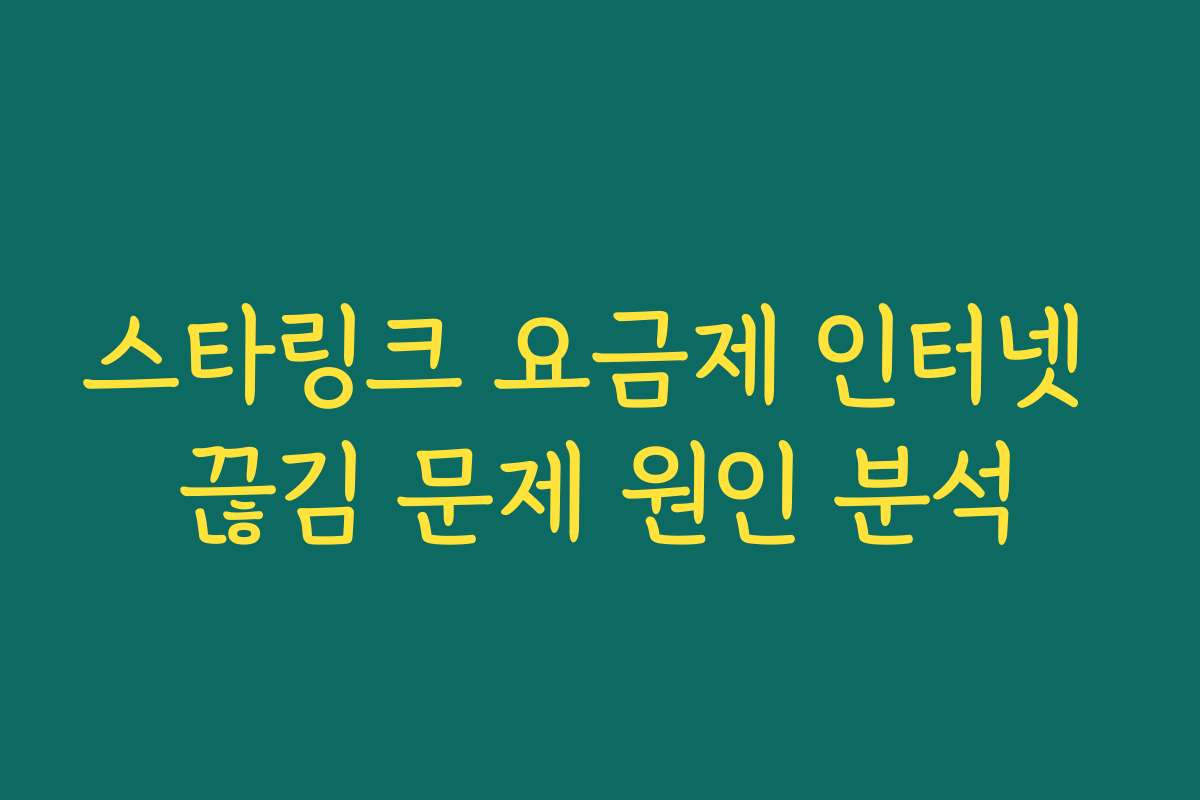 스타링크 요금제 인터넷 끊김 문제 원인 분석
