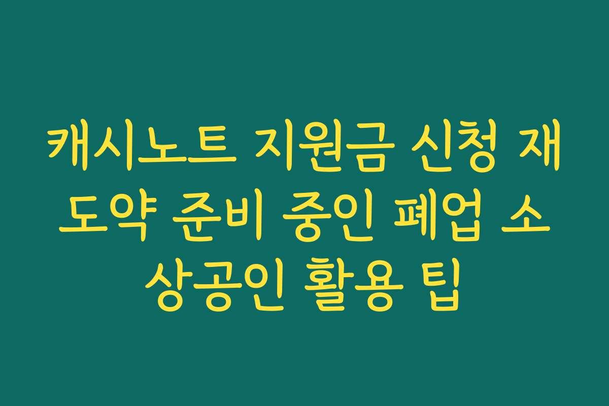 캐시노트 지원금 신청 재도약 준비 중인 폐업 소상공인 활용 팁