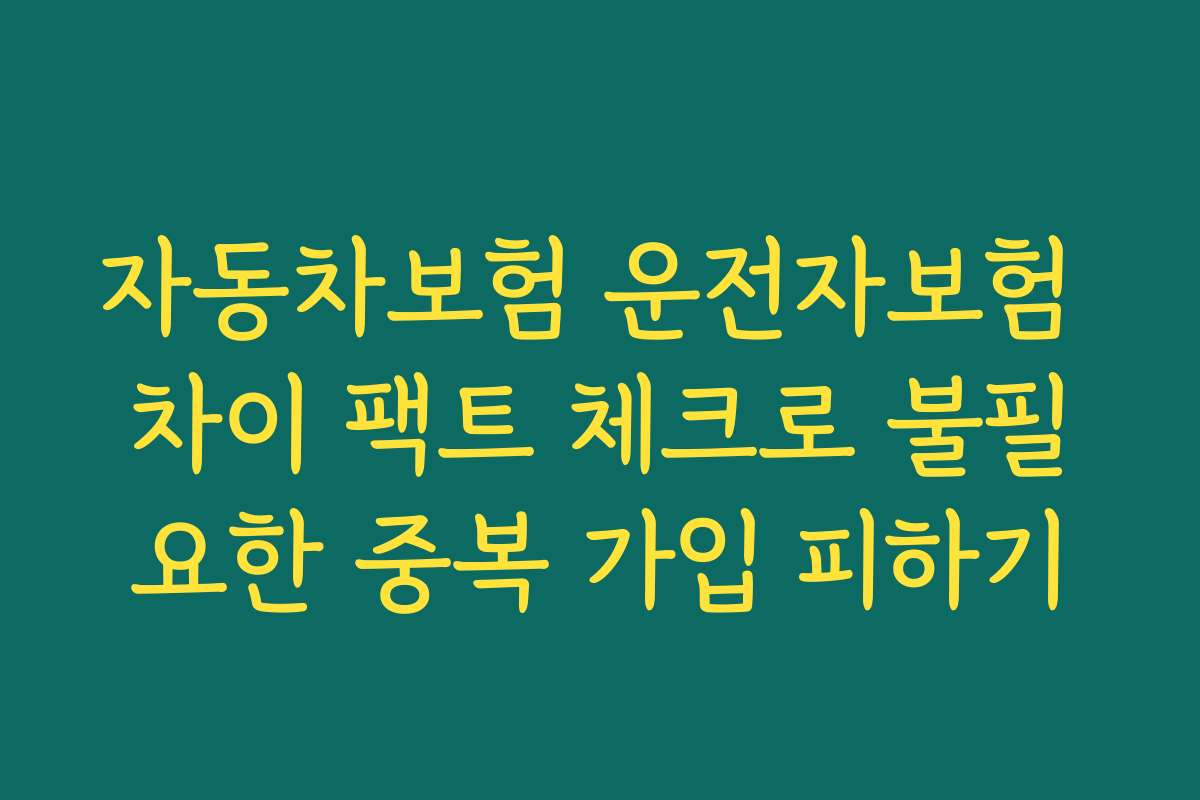 자동차보험 운전자보험 차이 팩트 체크로 불필요한 중복 가입 피하기