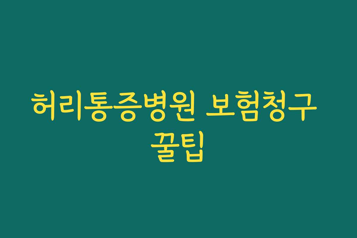 허리통증병원 보험청구 꿀팁