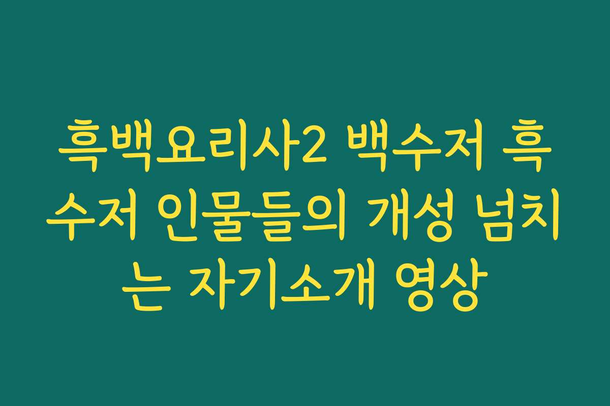 흑백요리사2 백수저 흑수저 인물들의 개성 넘치는 자기소개 영상
