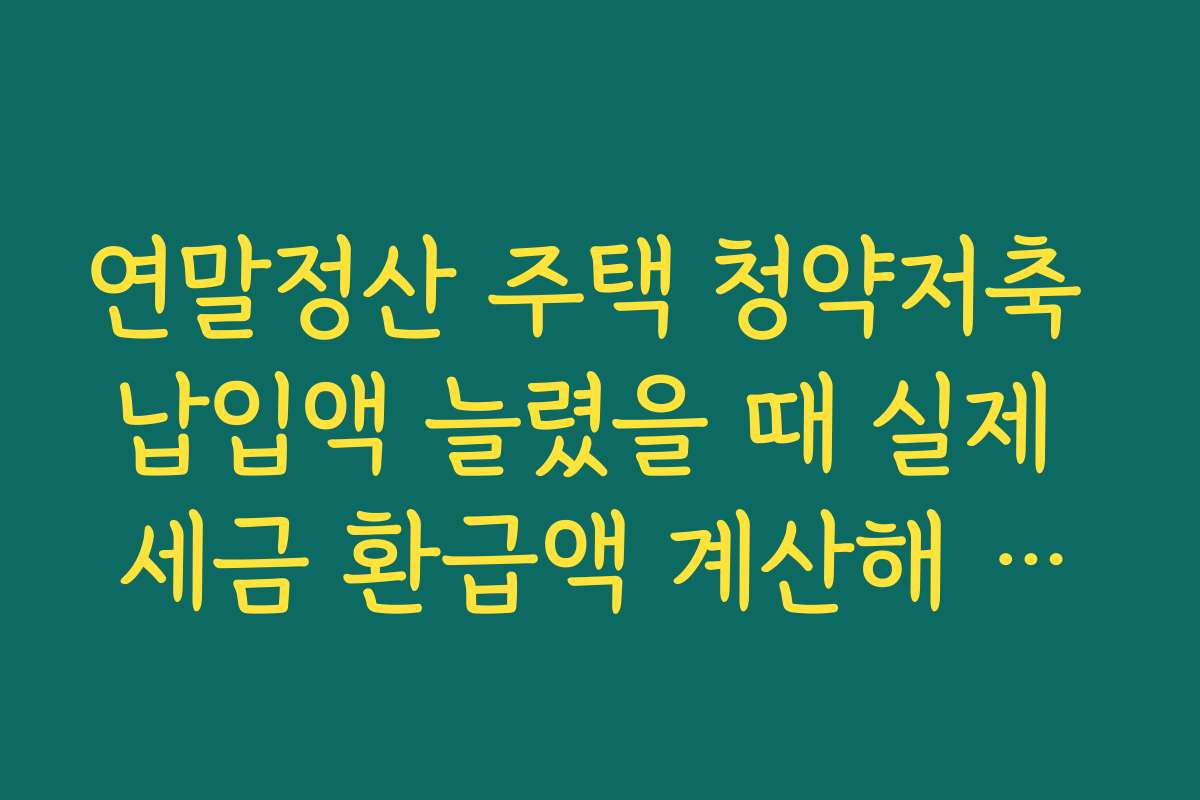 연말정산 주택 청약저축 납입액 늘렸을 때 실제 세금 환급액 계산해 보기