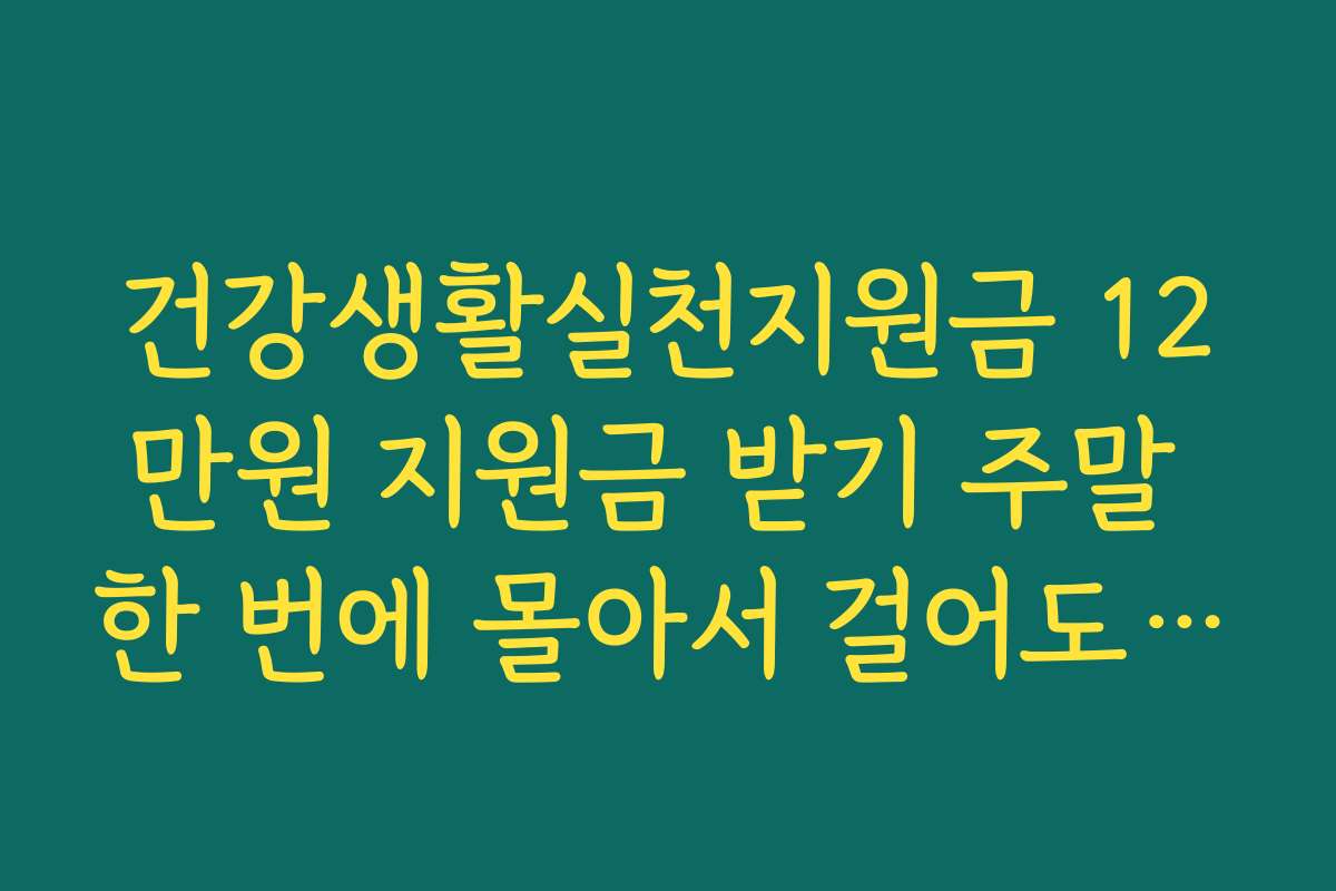 건강생활실천지원금 12만원 지원금 받기 주말 한 번에 몰아서 걸어도 적립될까