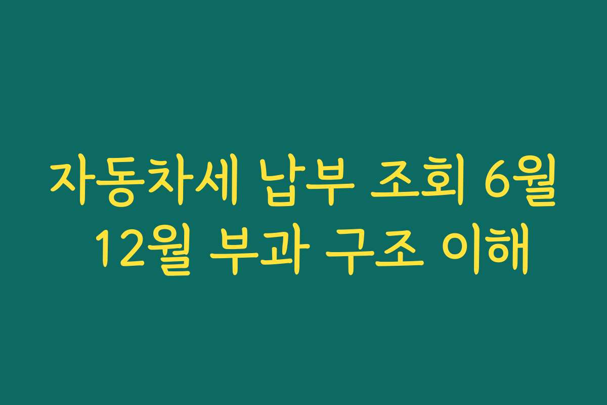 자동차세 납부 조회 6월 12월 부과 구조 이해