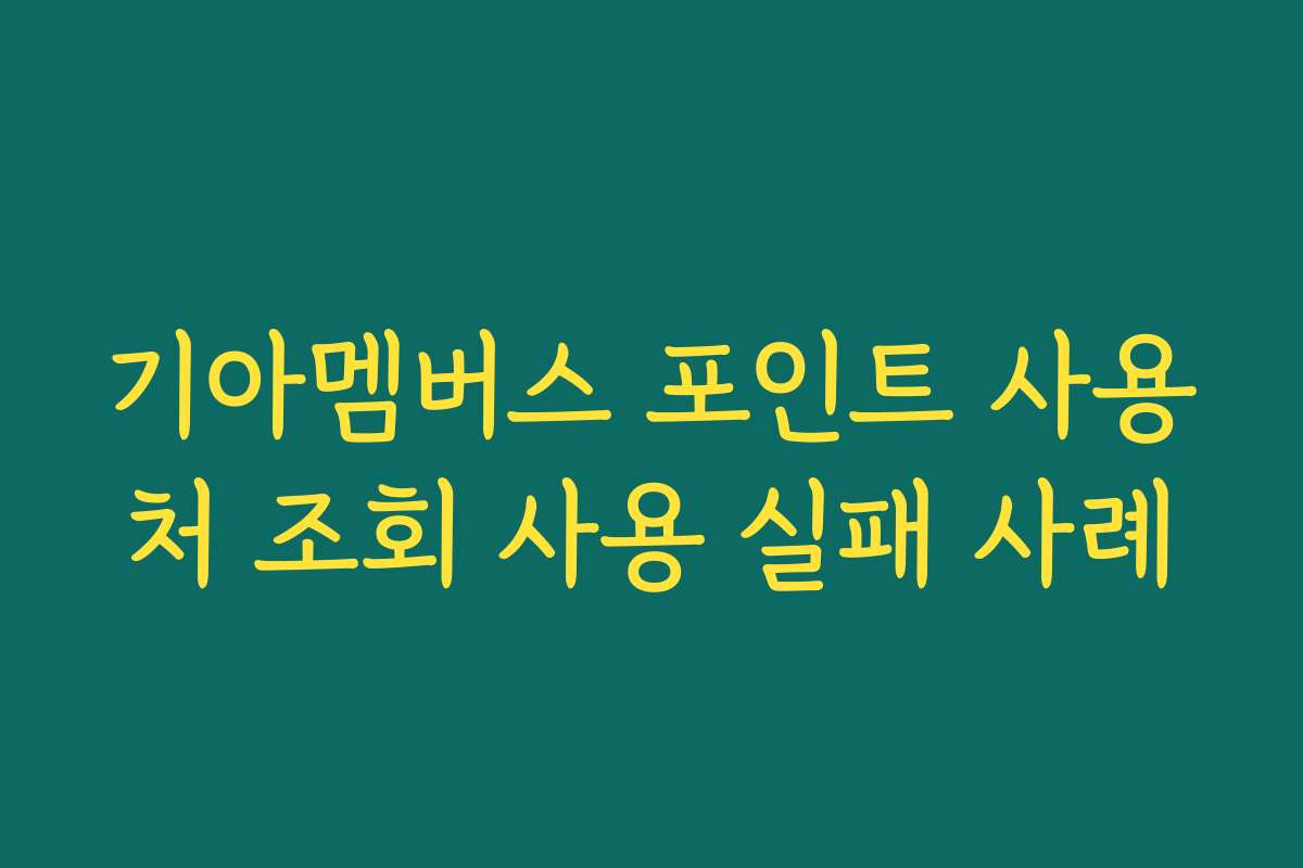 기아멤버스 포인트 사용처 조회 사용 실패 사례