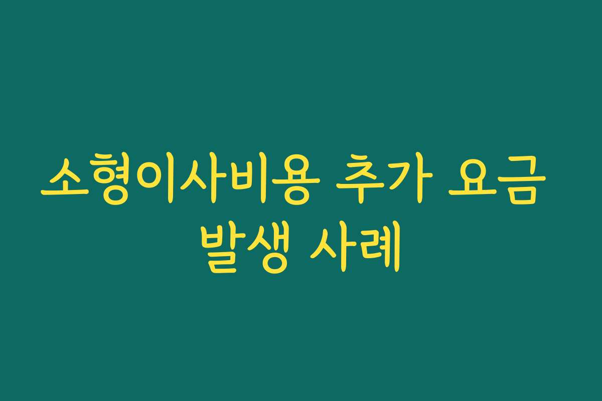 소형이사비용 추가 요금 발생 사례