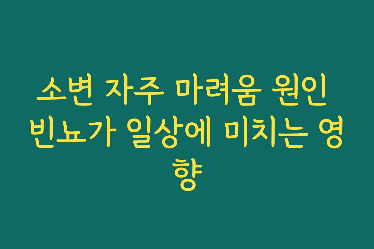 소변 자주 마려움 원인 빈뇨가 일상에 미치는 영향