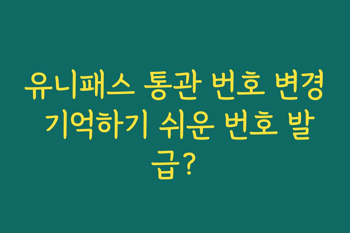 유니패스 통관 번호 변경 기억하기 쉬운 번호 발급?
