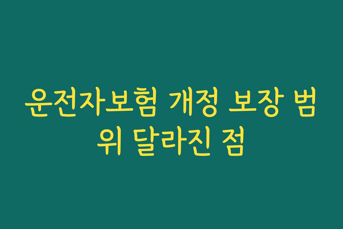 운전자보험 개정 보장 범위 달라진 점