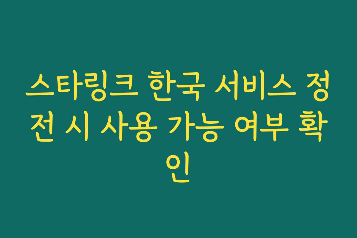 스타링크 한국 서비스 정전 시 사용 가능 여부 확인