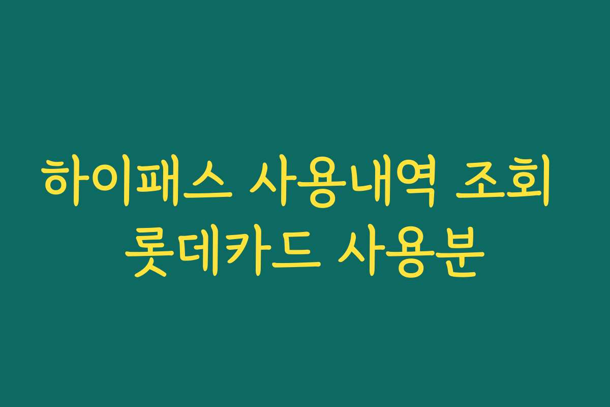 하이패스 사용내역 조회 롯데카드 사용분