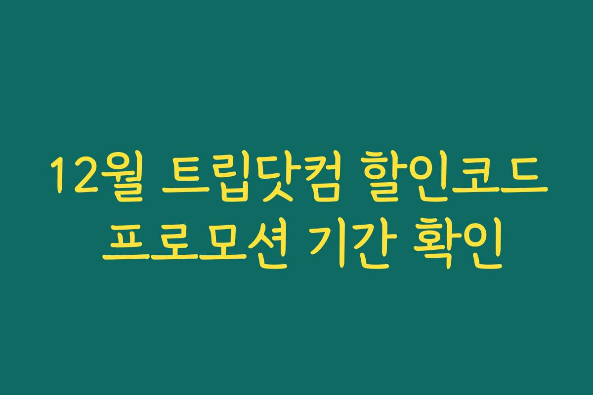 12월 트립닷컴 할인코드 프로모션 기간 확인