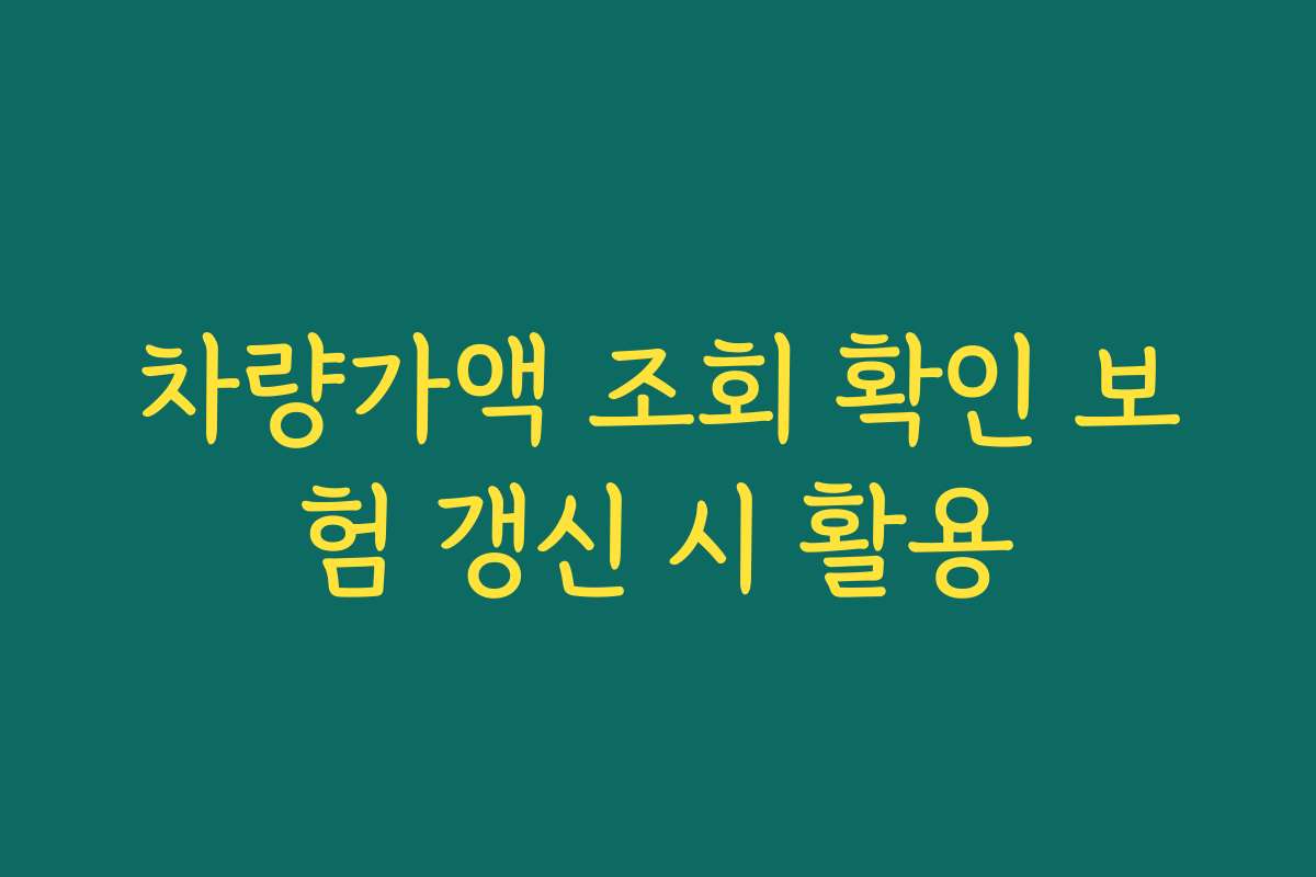 차량가액 조회 확인 보험 갱신 시 활용