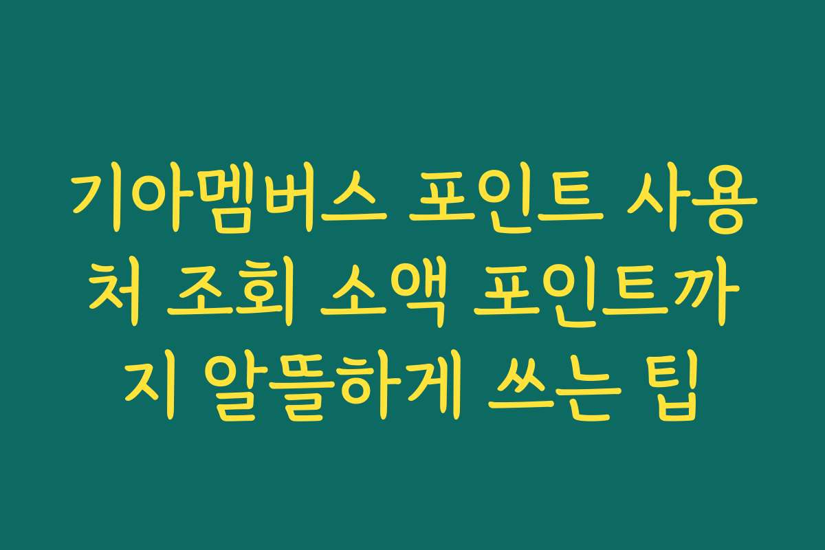 기아멤버스 포인트 사용처 조회 소액 포인트까지 알뜰하게 쓰는 팁