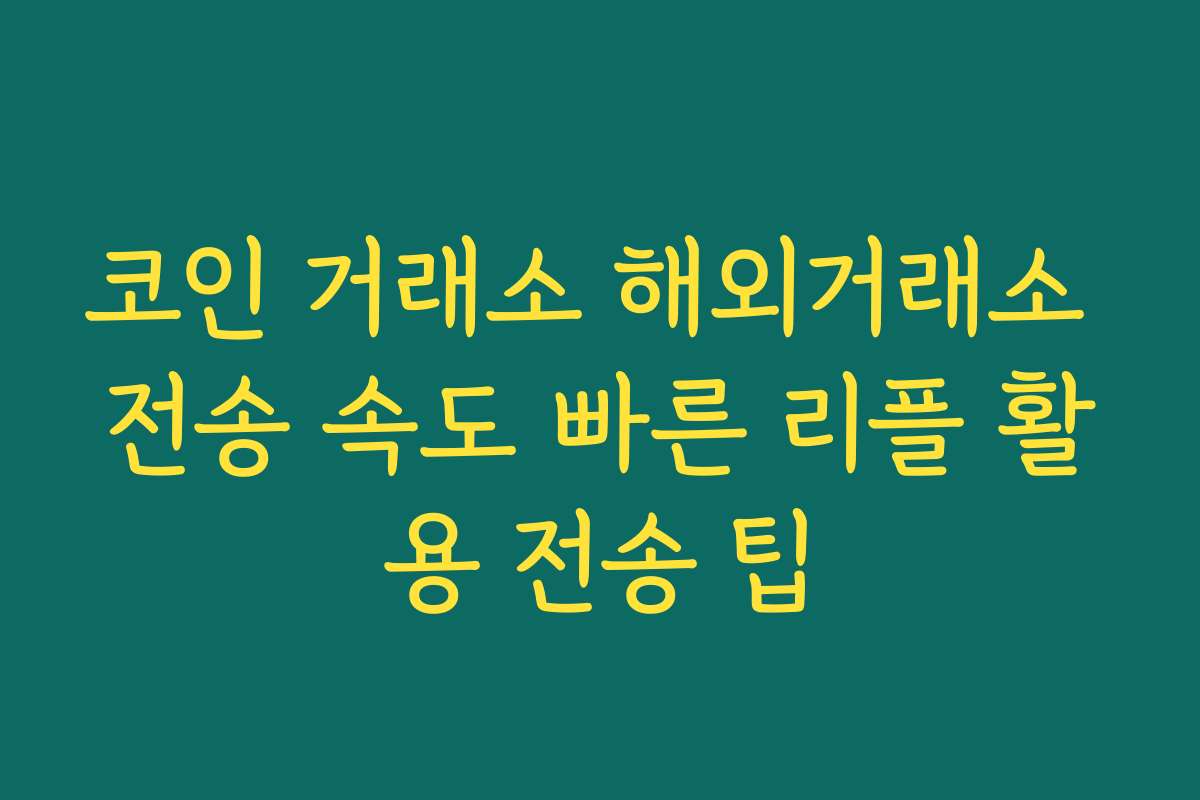 코인 거래소 해외거래소 전송 속도 빠른 리플 활용 전송 팁