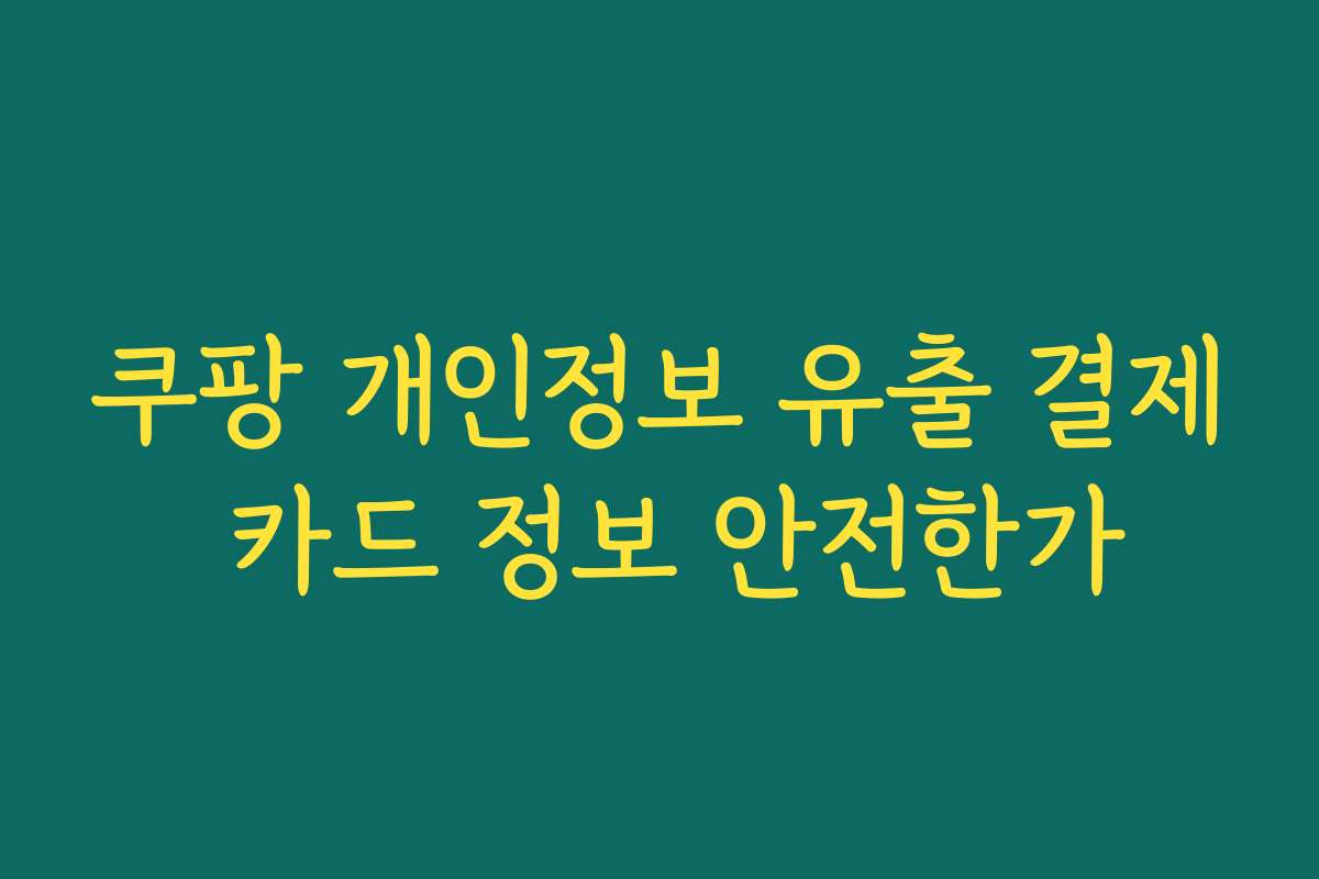 쿠팡 개인정보 유출 결제 카드 정보 안전한가