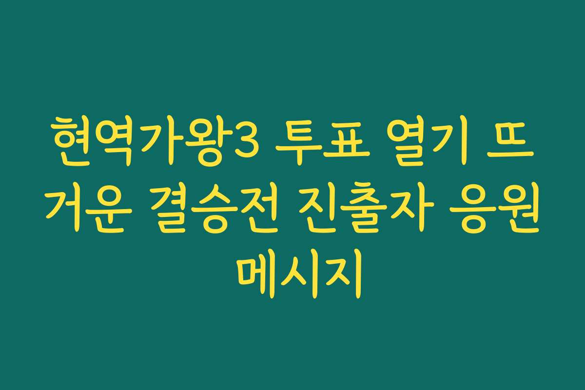 현역가왕3 투표 열기 뜨거운 결승전 진출자 응원 메시지