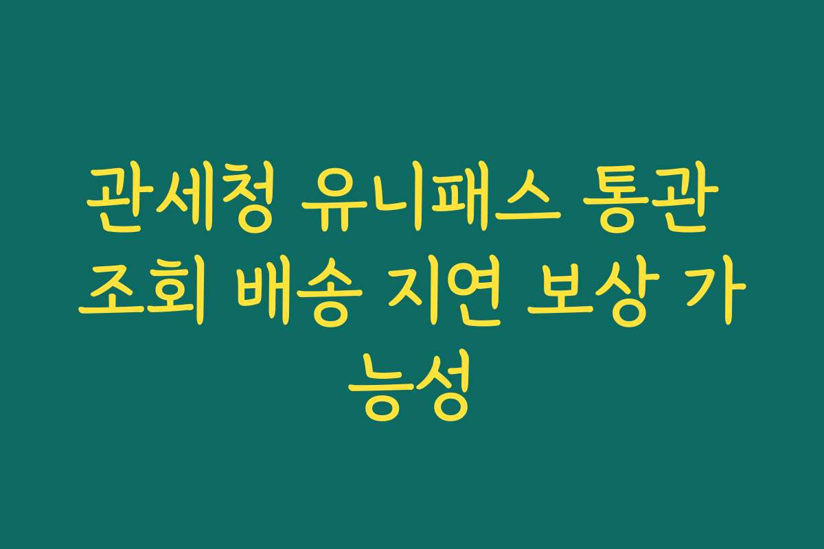 관세청 유니패스 통관 조회 배송 지연 보상 가능성