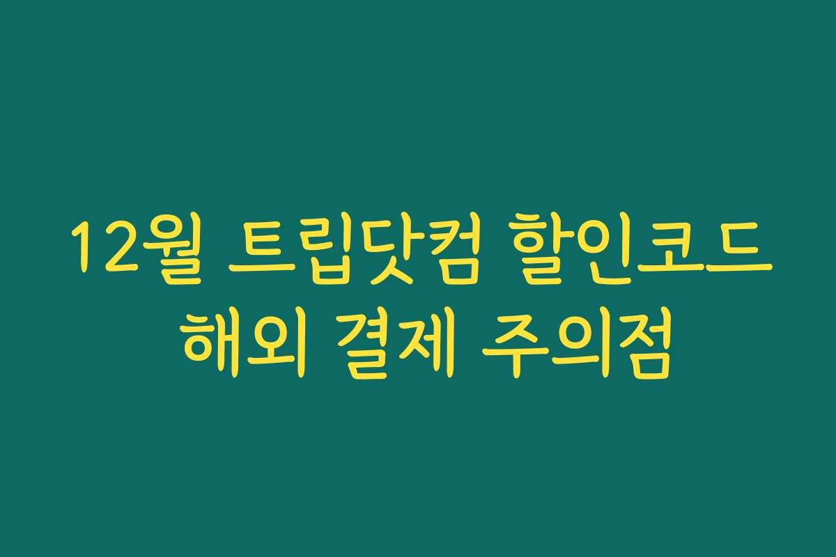 12월 트립닷컴 할인코드 해외 결제 주의점
