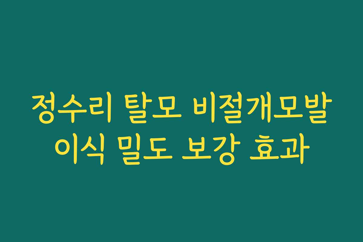 정수리 탈모 비절개모발이식 밀도 보강 효과