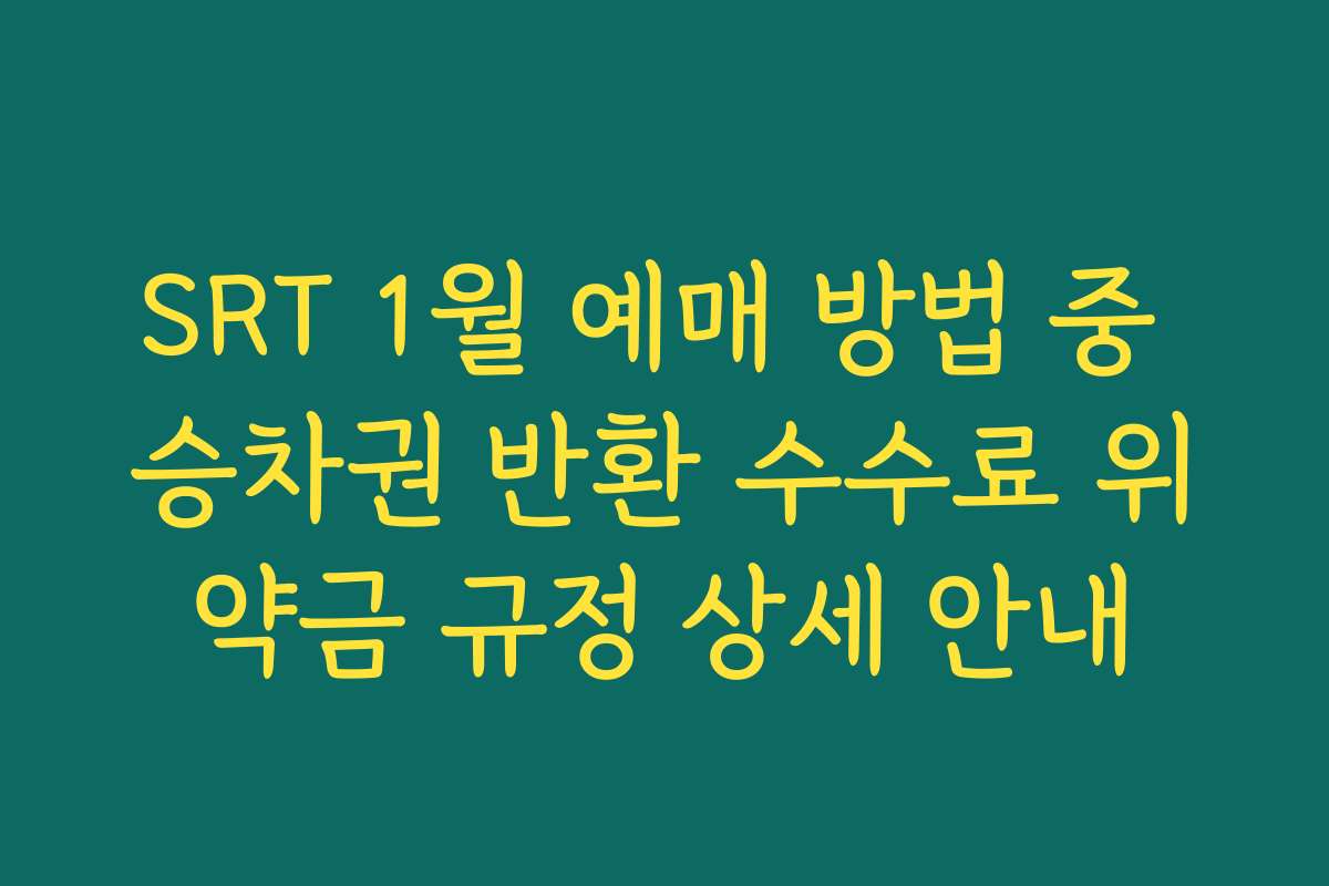 SRT 1월 예매 방법 중 승차권 반환 수수료 위약금 규정 상세 안내