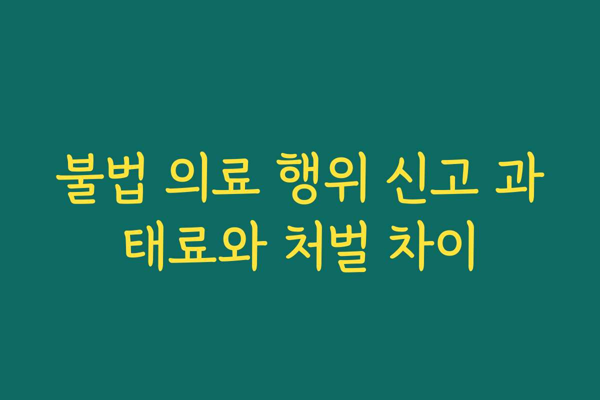불법 의료 행위 신고 과태료와 처벌 차이