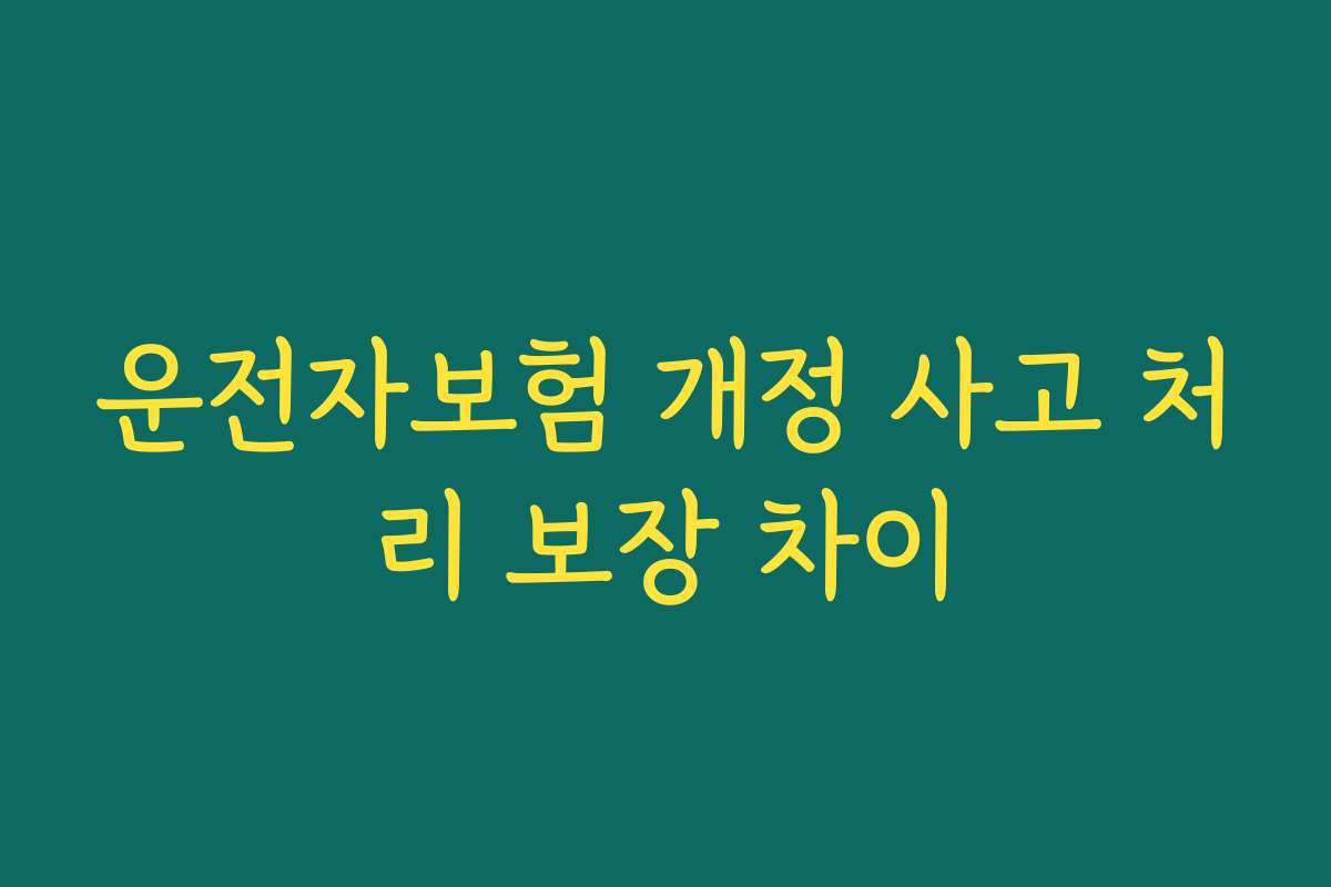 운전자보험 개정 사고 처리 보장 차이