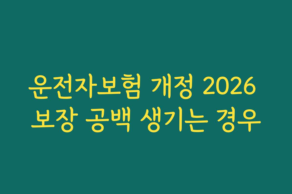 운전자보험 개정 2026 보장 공백 생기는 경우
