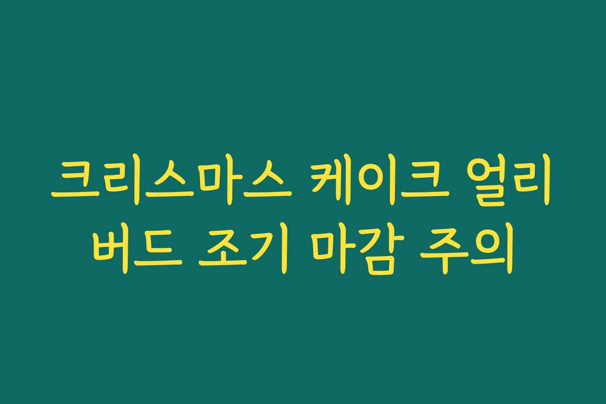 크리스마스 케이크 얼리버드 조기 마감 주의