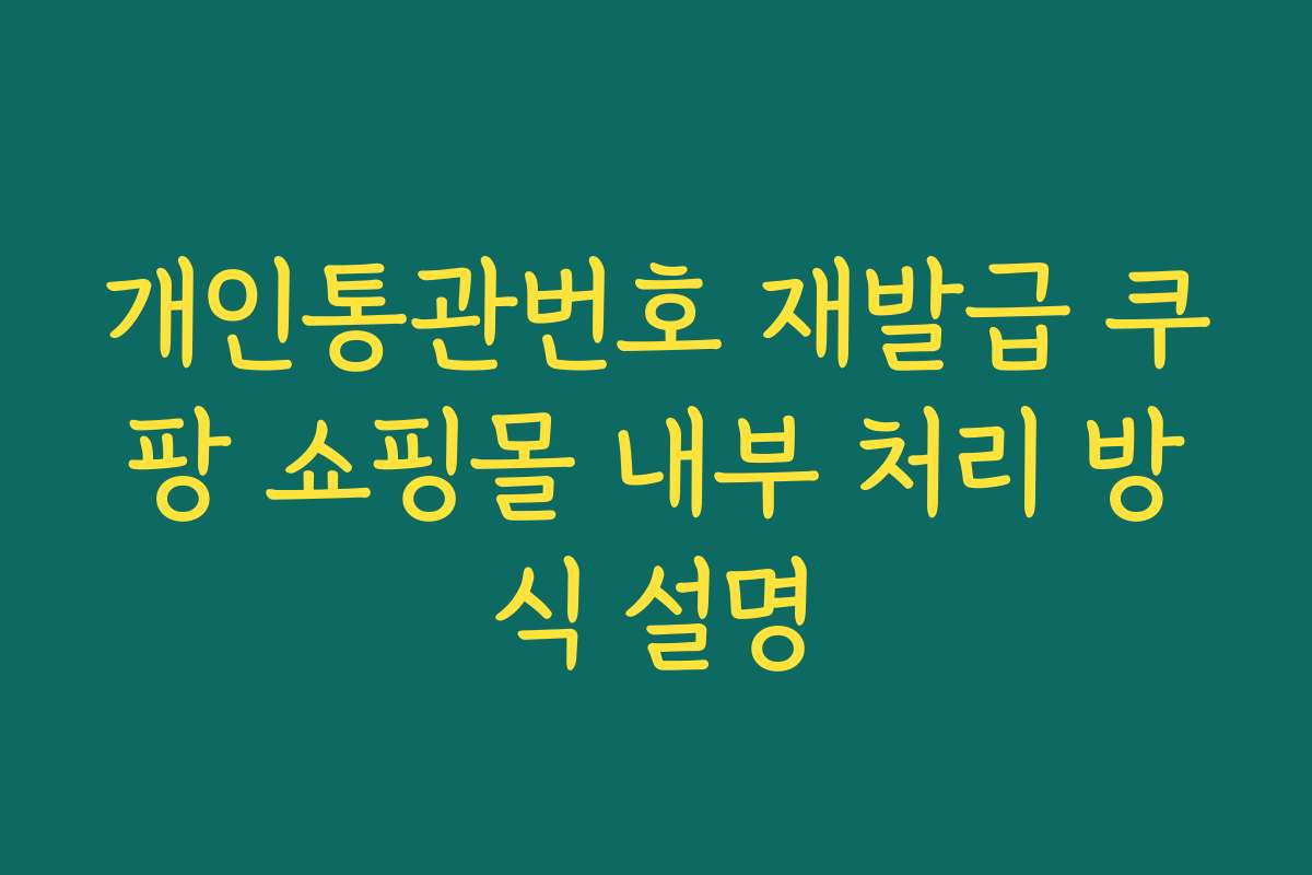 개인통관번호 재발급 쿠팡 쇼핑몰 내부 처리 방식 설명