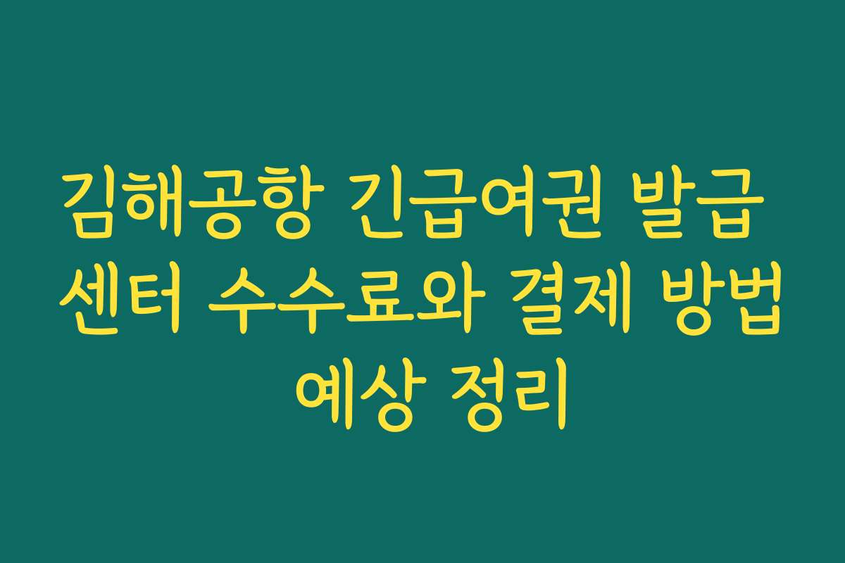 김해공항 긴급여권 발급 센터 수수료와 결제 방법 예상 정리