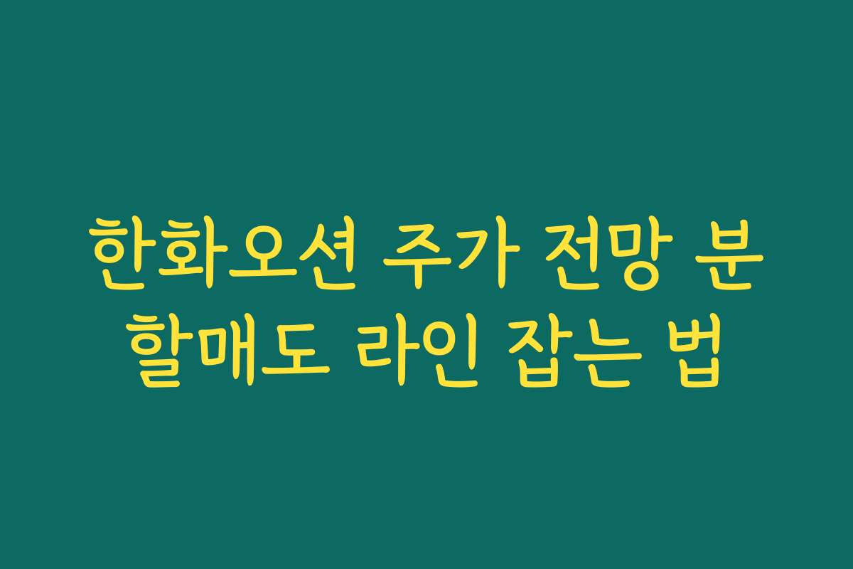 한화오션 주가 전망 분할매도 라인 잡는 법
