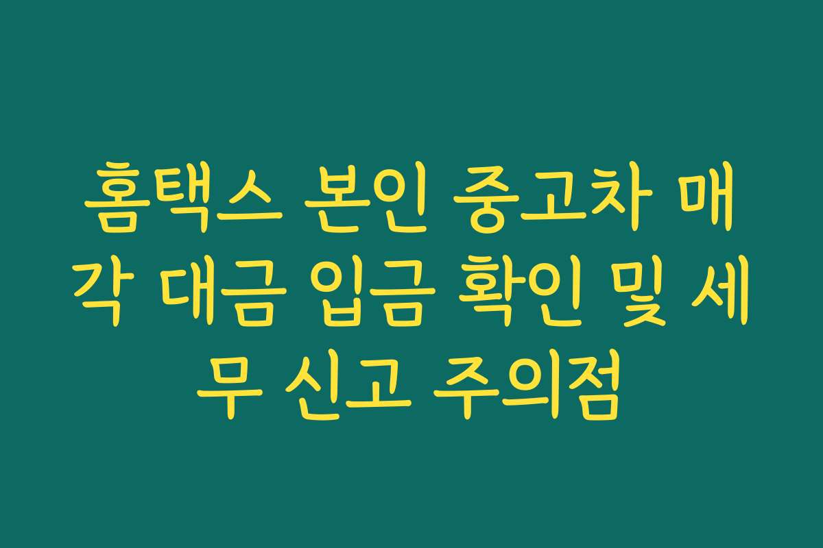 홈택스 본인 중고차 매각 대금 입금 확인 및 세무 신고 주의점