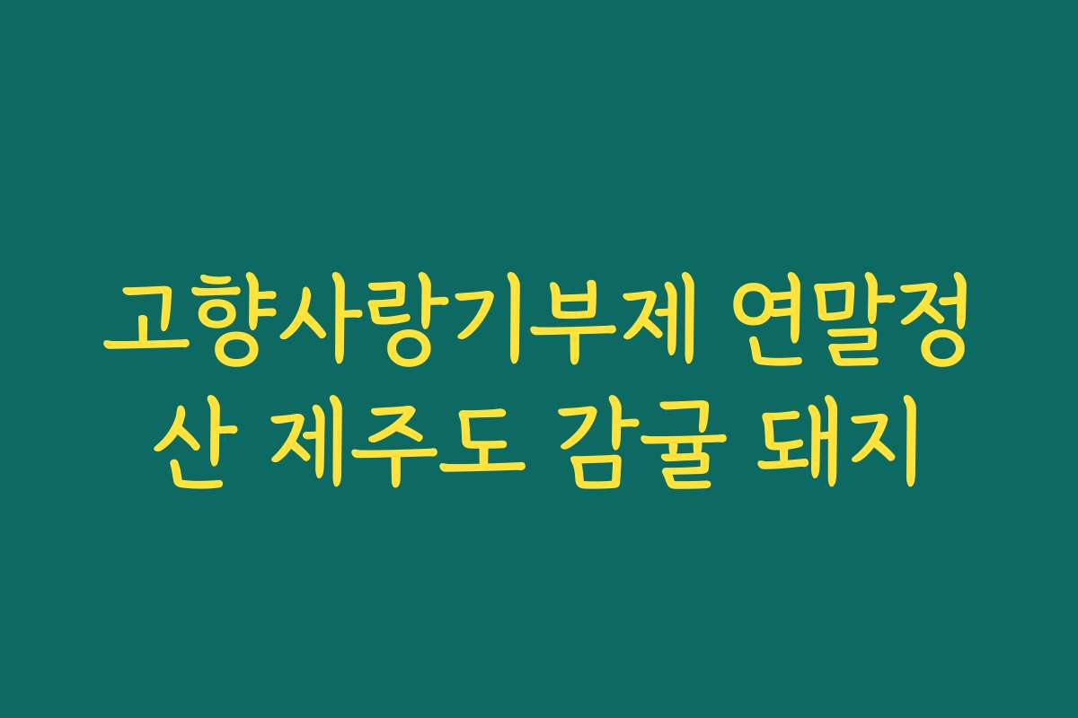 고향사랑기부제 연말정산 제주도 감귤 돼지