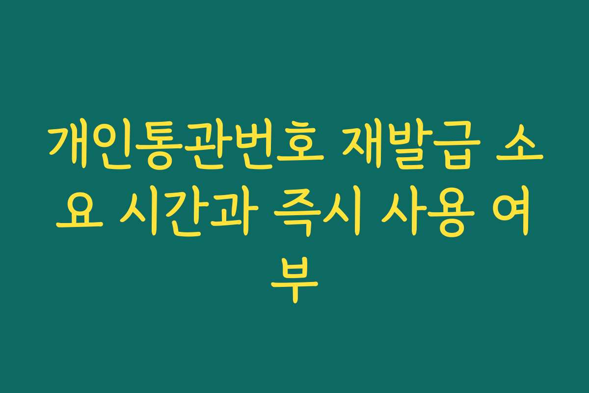 개인통관번호 재발급 소요 시간과 즉시 사용 여부