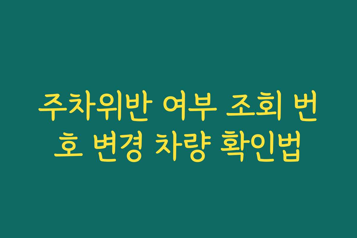 주차위반 여부 조회 번호 변경 차량 확인법