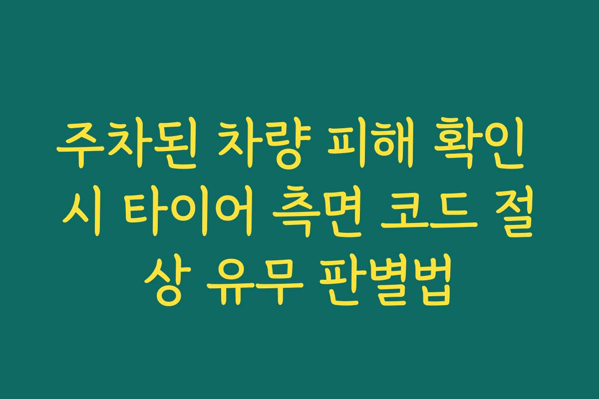 주차된 차량 피해 확인 시 타이어 측면 코드 절상 유무 판별법