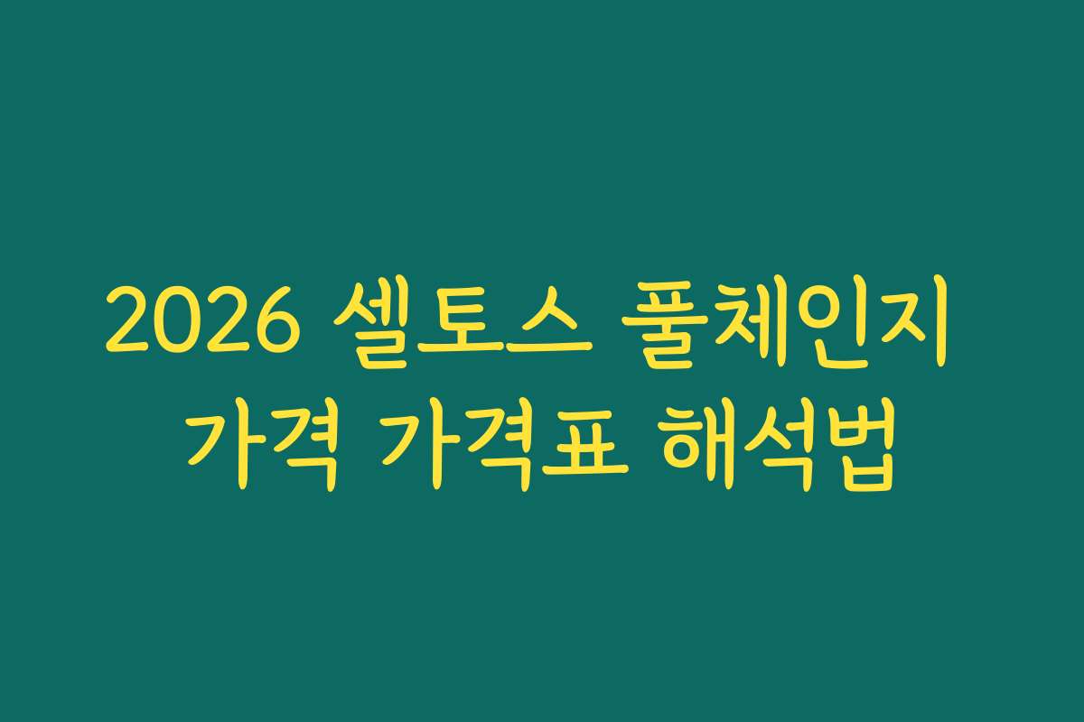 2026 셀토스 풀체인지 가격 가격표 해석법