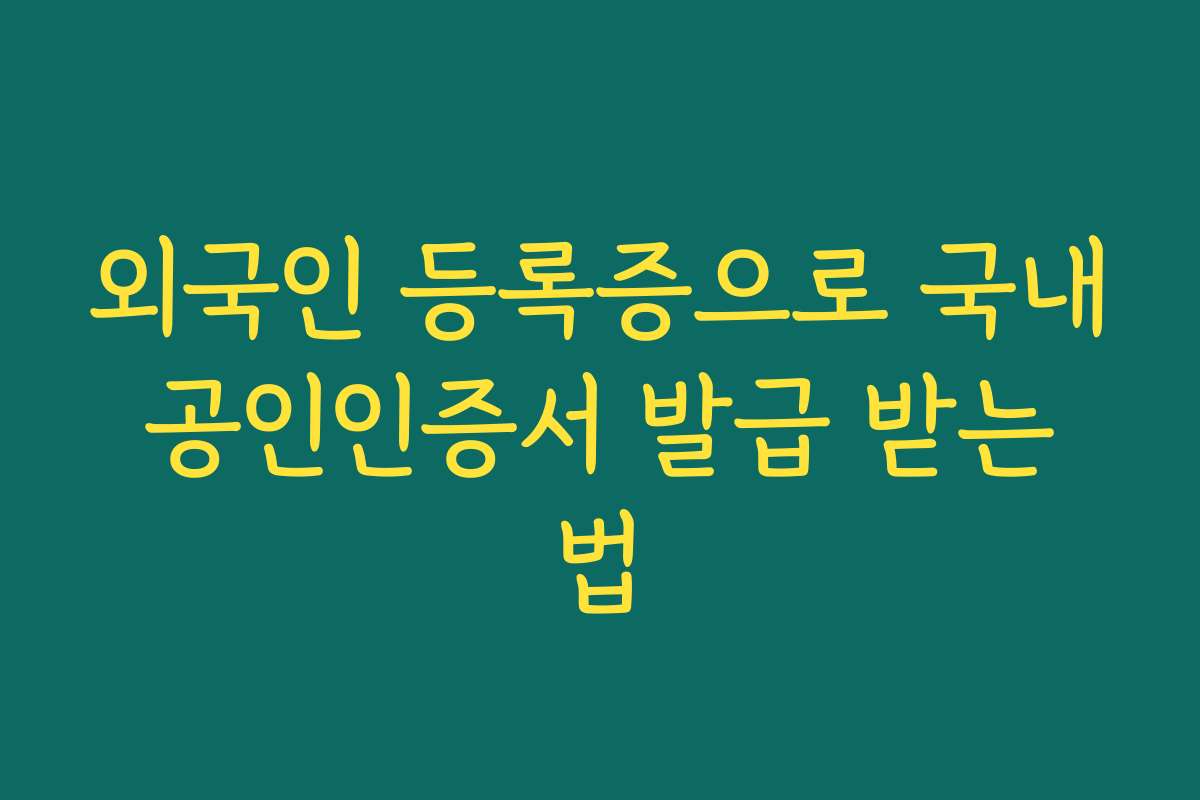 외국인 등록증으로 국내 공인인증서 발급 받는 법