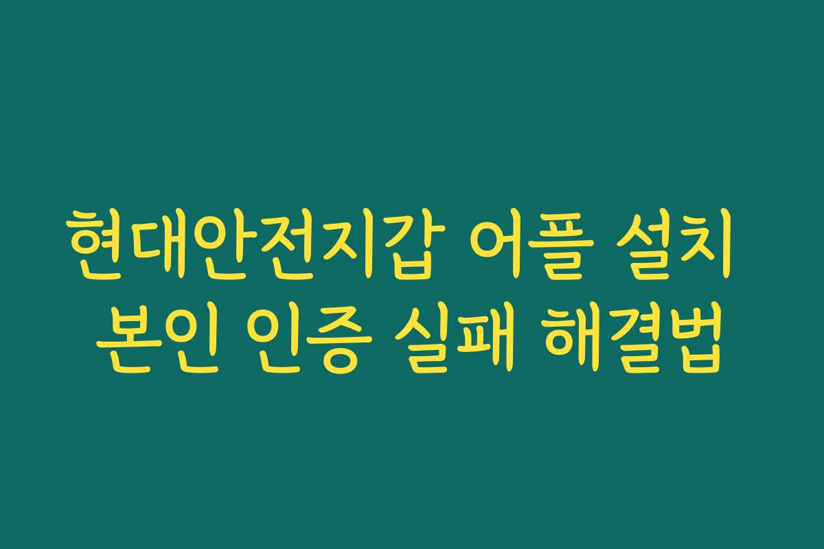 현대안전지갑 어플 설치 본인 인증 실패 해결법