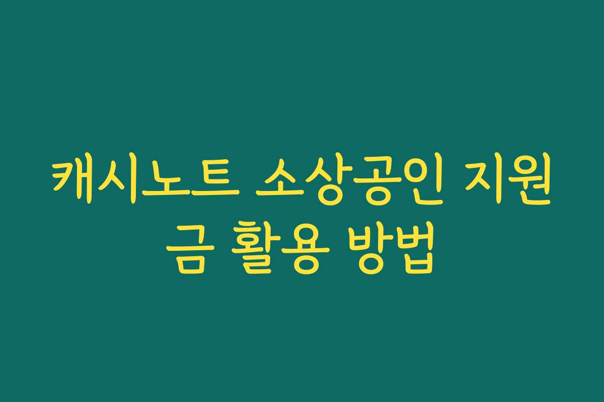 캐시노트 소상공인 지원금 활용 방법