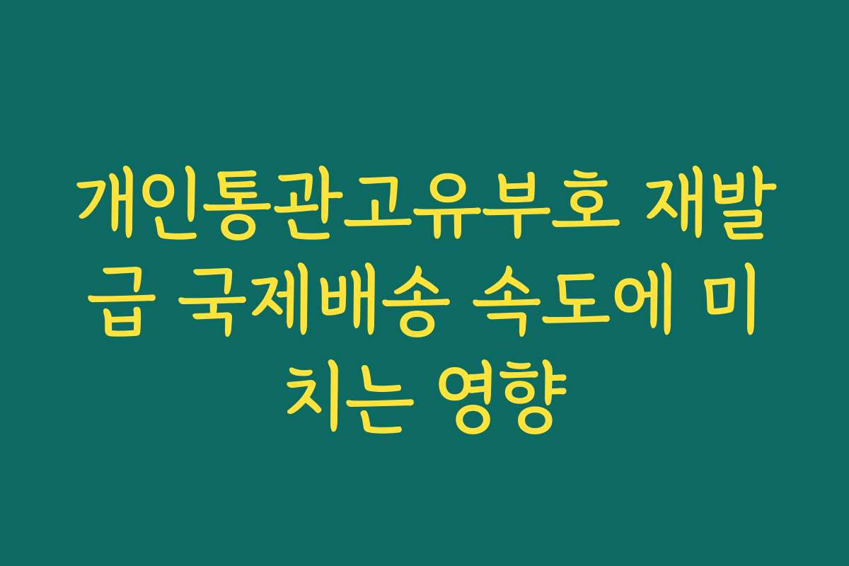 개인통관고유부호 재발급 국제배송 속도에 미치는 영향