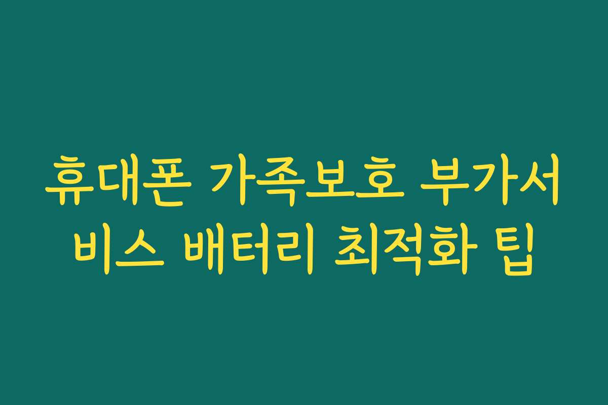 휴대폰 가족보호 부가서비스 배터리 최적화 팁