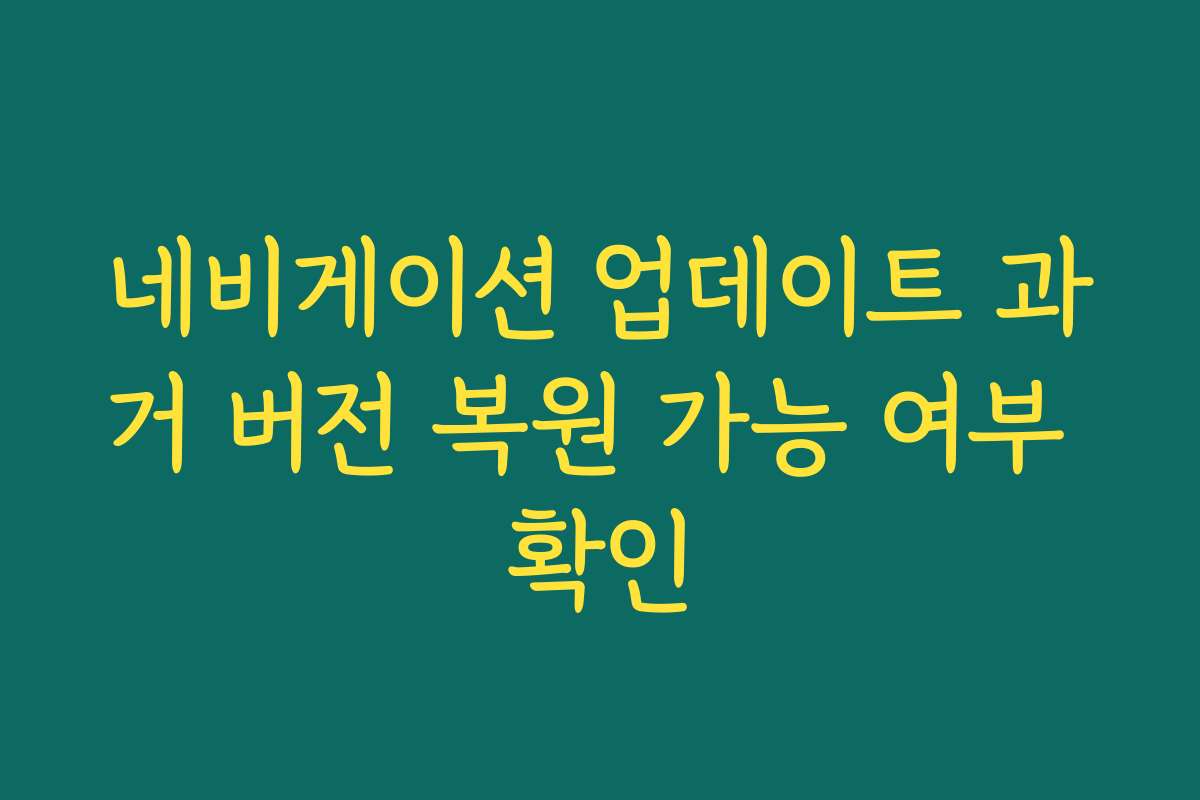 네비게이션 업데이트 과거 버전 복원 가능 여부 확인