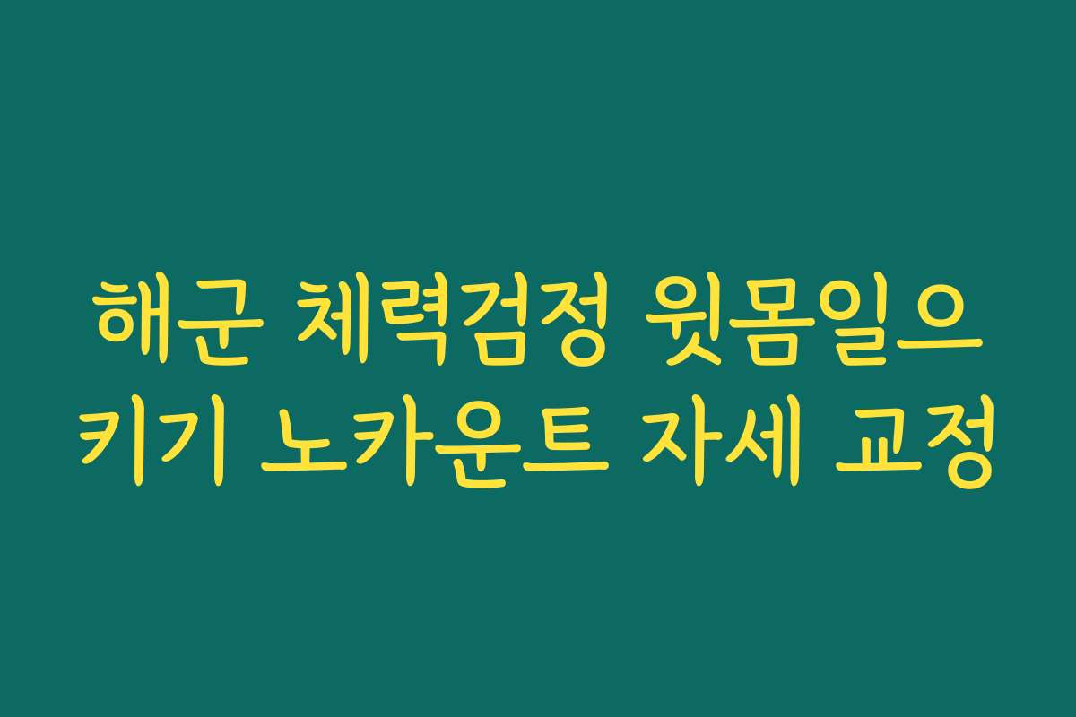 해군 체력검정 윗몸일으키기 노카운트 자세 교정