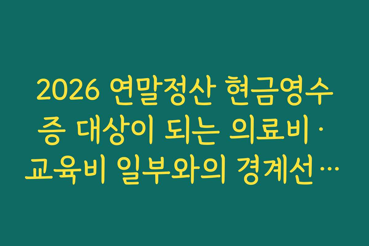 2026 연말정산 현금영수증 대상이 되는 의료비·교육비 일부와의 경계선 짚어보기