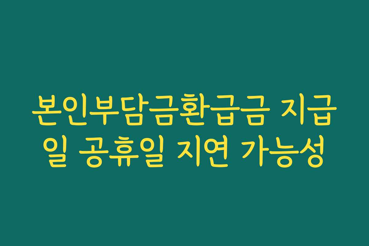 본인부담금환급금 지급일 공휴일 지연 가능성
