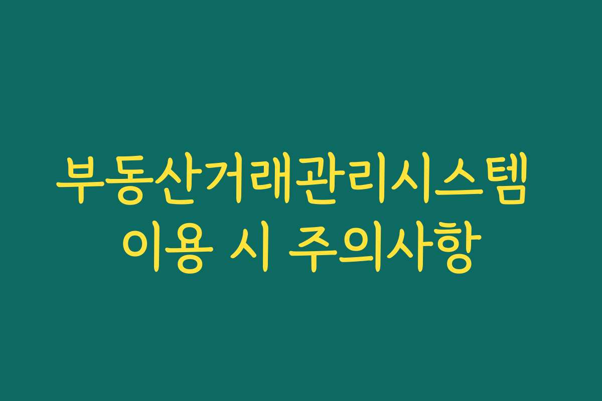 부동산거래관리시스템 이용 시 주의사항