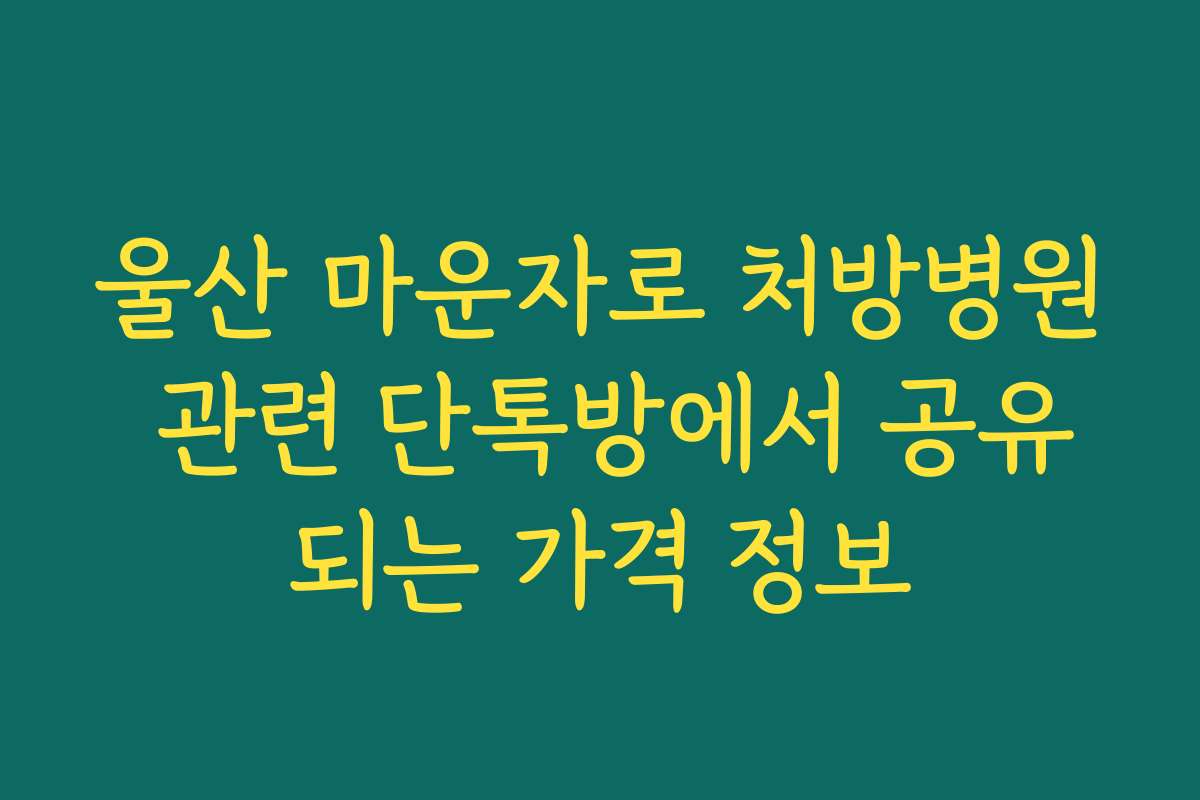 울산 마운자로 처방병원 관련 단톡방에서 공유되는 가격 정보