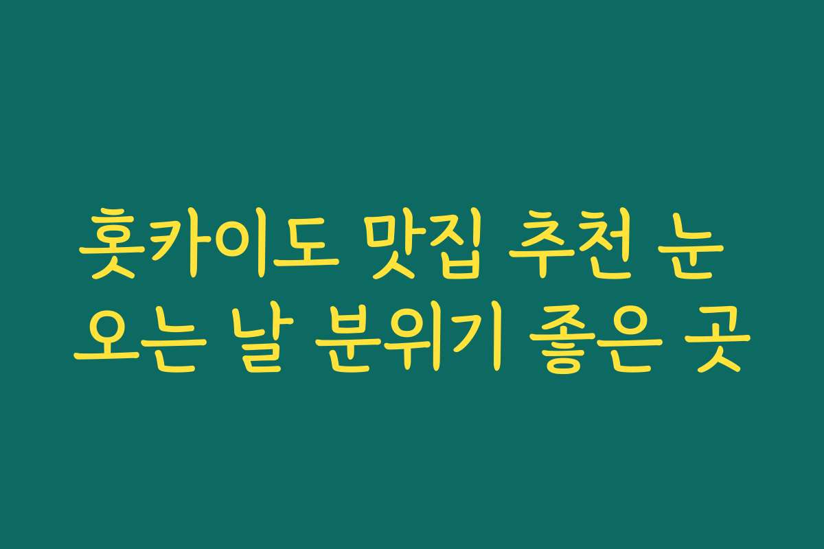 홋카이도 맛집 추천 눈 오는 날 분위기 좋은 곳